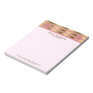 Monogram Guld Rand och Rosa Geometric Mönster Anteckningsblock