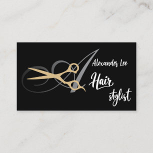 Monogram Guld Sax Frisör AffärsKort Visitkort