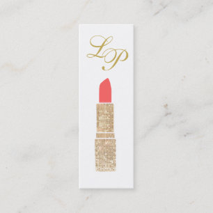 Monogram Guld Sequin Lipstick Makeup Artist Mini Visitkort