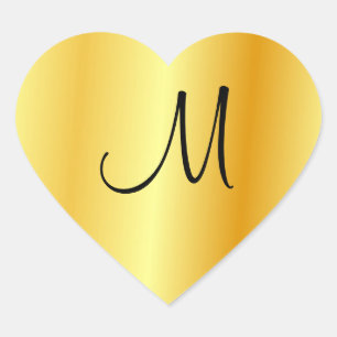 Monogram Guld ser modern Elegant mall Hjärtformat Klistermärke