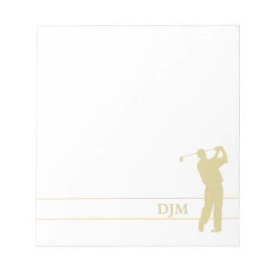 Monogram Guld Silhouette Golfer Anteckningsblock