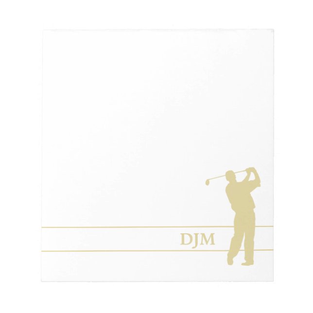 Monogram Guld Silhouette Golfer Anteckningsblock (Framsida)