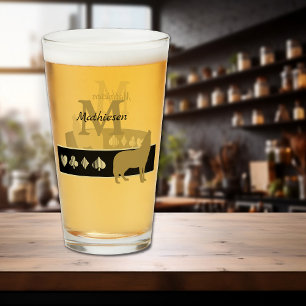 Monogram Guld Silhouette Howling Varg Glaskopp