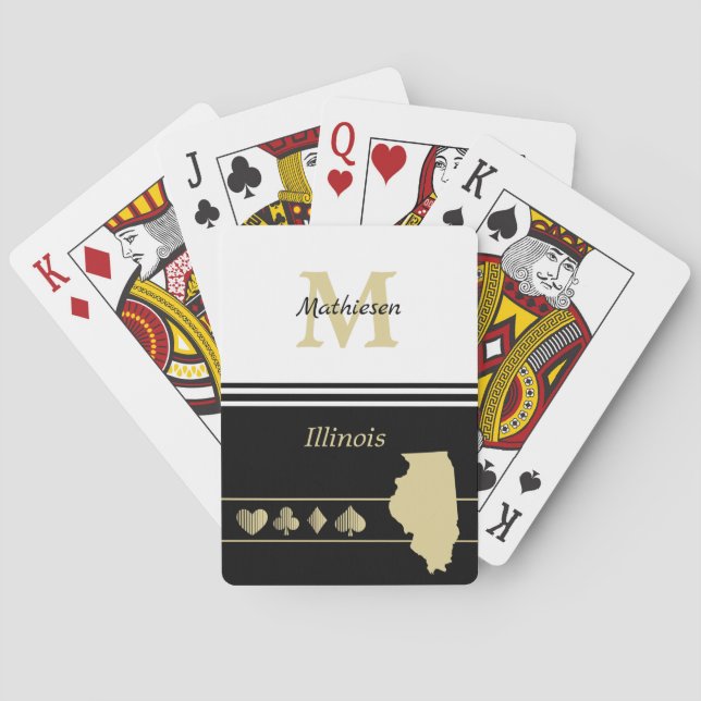 Monogram Guld Silhouette Illinois Casinokort (Baksidan)