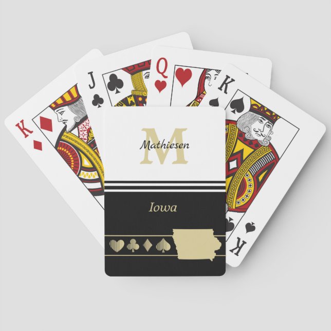 Monogram Guld Silhouette Iowa Casinokort (Baksidan)