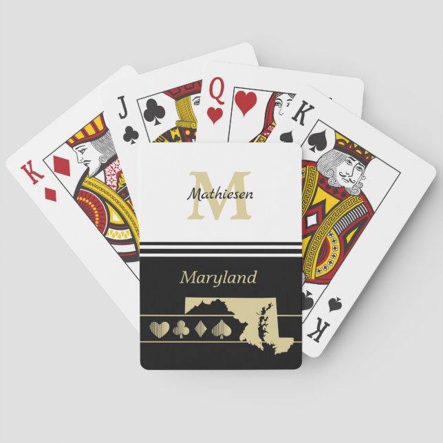 Monogram Guld Silhouette Maryland Casinokort (Baksidan)