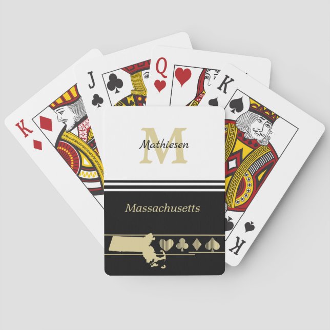Monogram Guld Silhouette Massachusetts Casinokort (Baksidan)