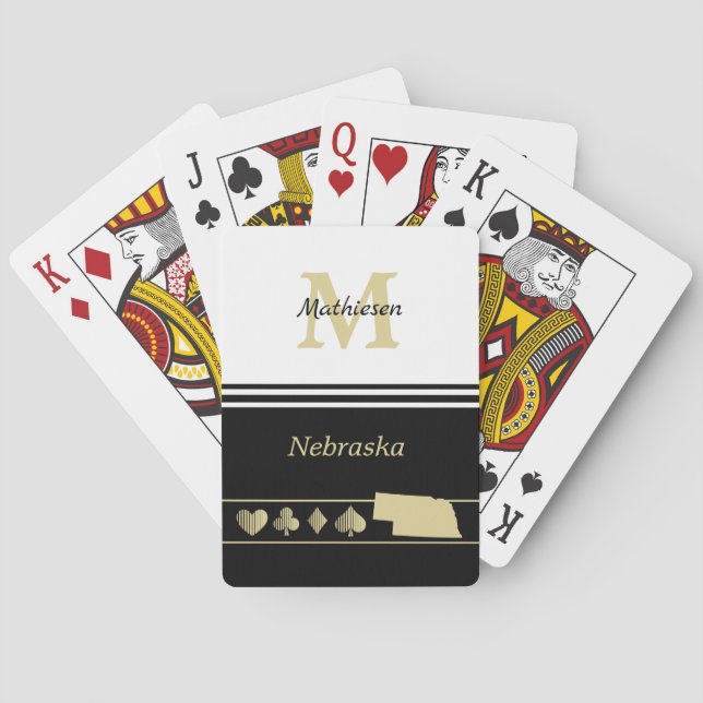 Monogram Guld Silhouette Nebraska Casinokort (Baksidan)