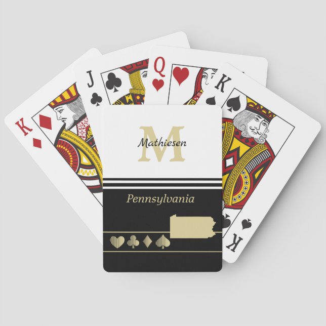 Monogram Guld Silhouette Pennsylvania Casinokort (Baksidan)