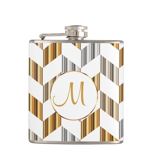 Monogram - guld-, silver- & vitsparredesign fickplunta (Framsidan)