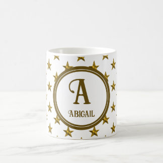 Monogram Guld Star Mönster Personal Initial Kaffemugg