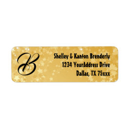 Monogram Guld Stars-etikett Returadress Etikett