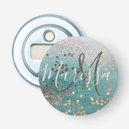 Monogram Guld Stars på Teal Flasköppnare