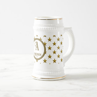 Monogram Guld Stjärnmönster Initialt Minne Sejdel