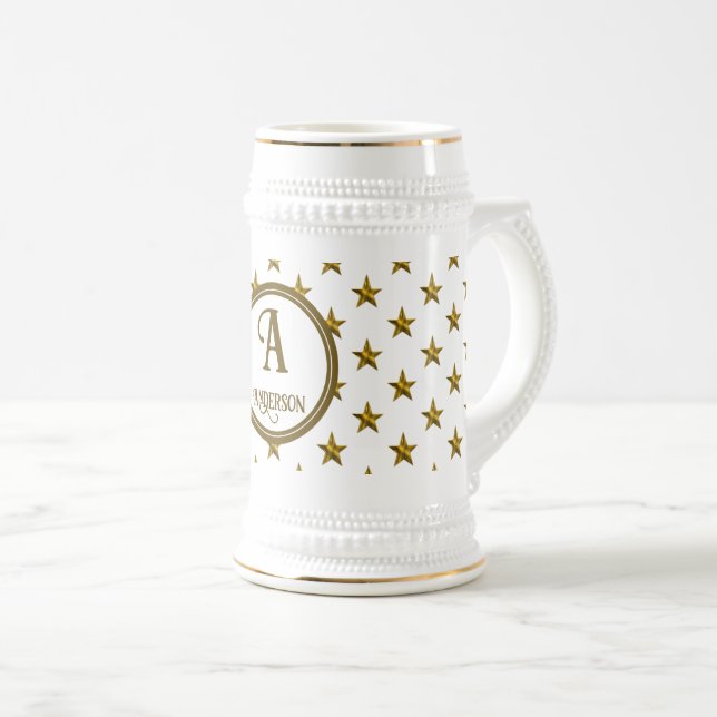 Monogram Guld Stjärnmönster Initialt Minne Sejdel (Framsida höger)