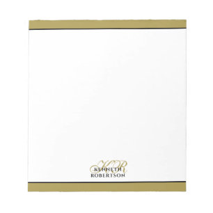 Monogram Guld Svart Vitt Minimalistisk Elegant Män Anteckningsblock