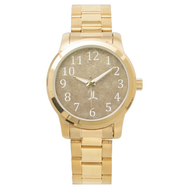 Monogram Guld Tematiserad Överstor Urband Armbandsur (Framsida)