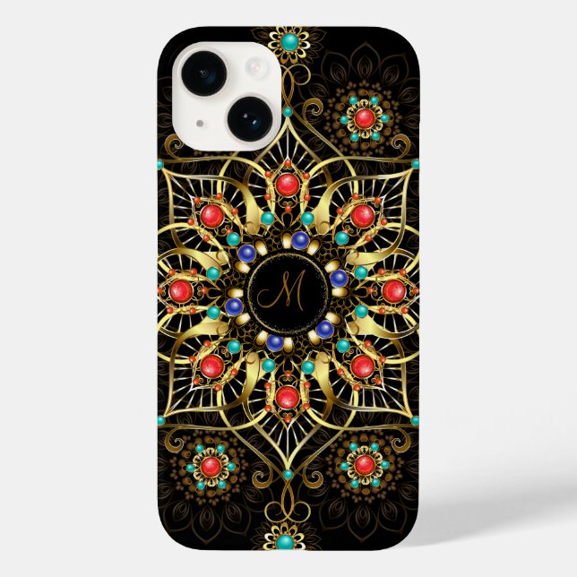 Monogram Guld Turquiose Red Mandala Jewel (Baksida)
