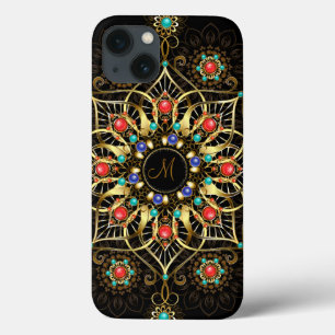 Monogram Guld Turquiose Red Mandala Jewel