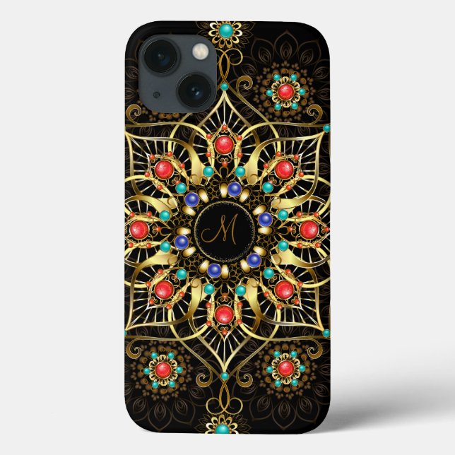Monogram Guld Turquiose Red Mandala Jewel (Baksida)