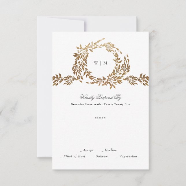 Monogram | Guld-utandningen Classic Elegant bröllo OSA Kort (Framsida)