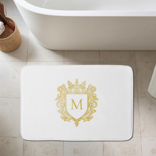 Monogram Guld Vapensköld Bath Mat Badrumsmatta