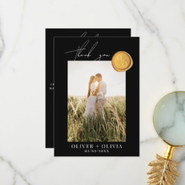 Monogram guld vax sälfoto bröllop tack kort