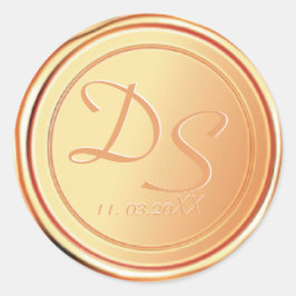 Monogram Guld Vax sälstöksbrickor Runt Klistermärke