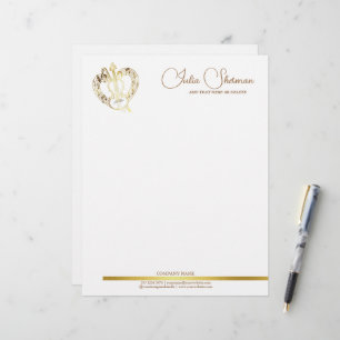 Monogram Guld Violin Modern Script Minimalist Brevhuvud