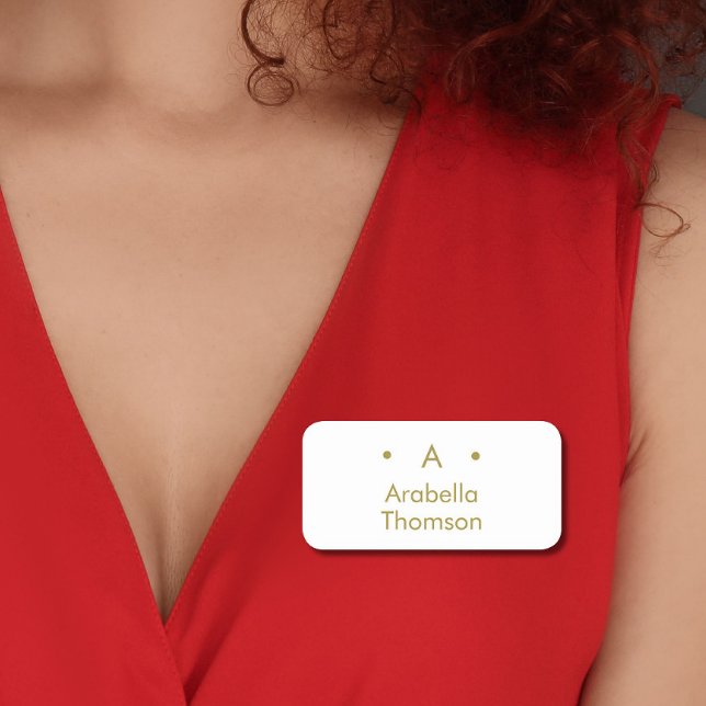 Monogram Guld vit minimal Elegant Modern Namnbricka (Skapare uppladdad)