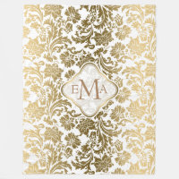 Monogram Guld & White Blommigt Damask