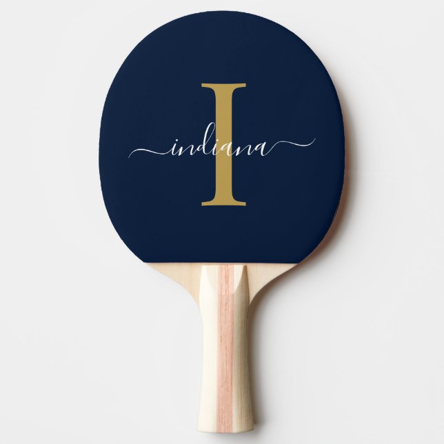 Monogram Guld White-skript Namn Modern Family Pingisracket (Framsidan)