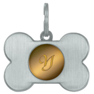 Monogram Guld Y ID-bricka Husdjur