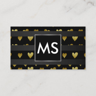 Monogram Guldhjärtan Ränder Visitkort
