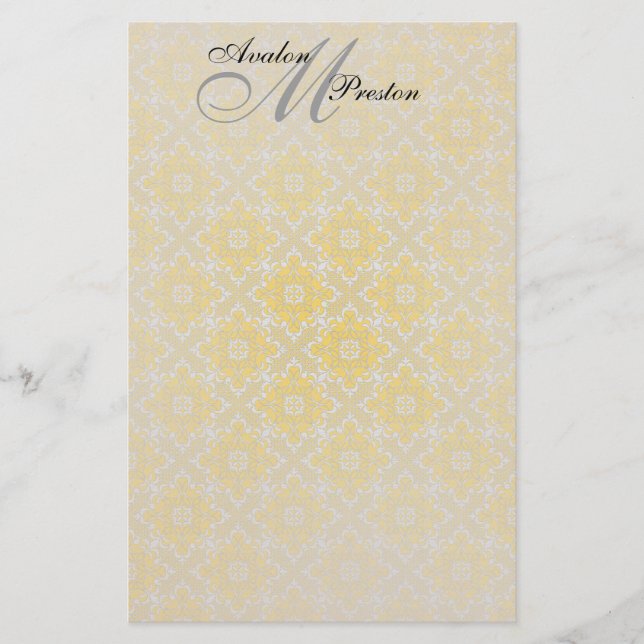 Monogram Gult & Black Snöre Bröllop Stationery Brevpapper (Framsida)