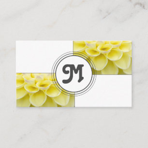 Monogram gult blommor med florist av två tonplatto visitkort
