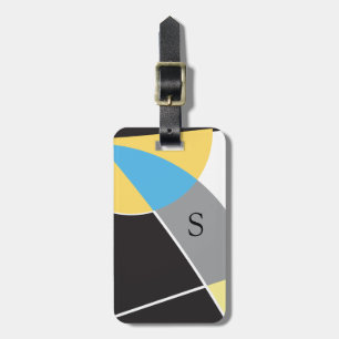 Monogram Gult Blue Black abstrakt form art Bagagebricka