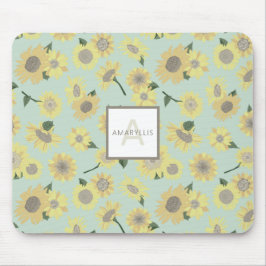Monogram Gult Blue Solrosblommor Musmatta