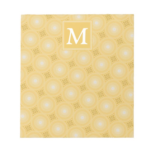 Monogram gult circles mönster anteckningsblock (Framsida)