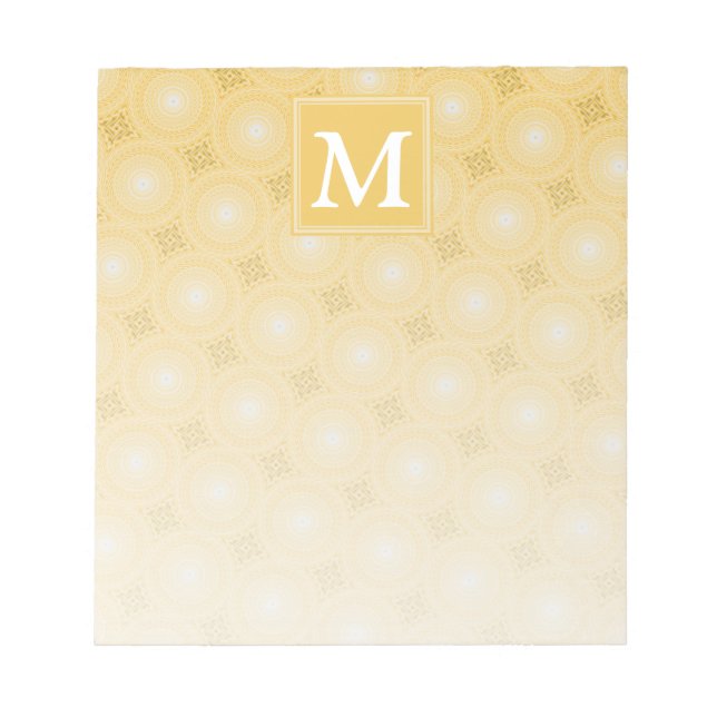 Monogram gult circles mönster anteckningsblock (Framsida)