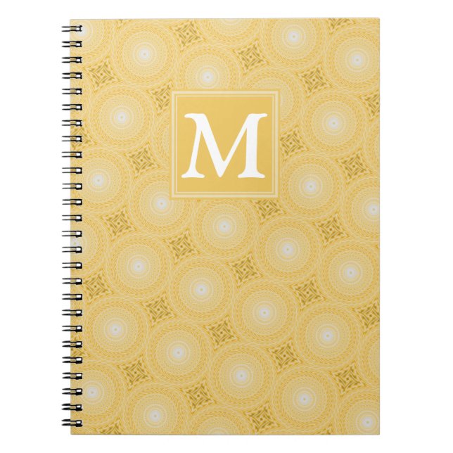 Monogram gult circles mönster anteckningsbok (Framsidan)
