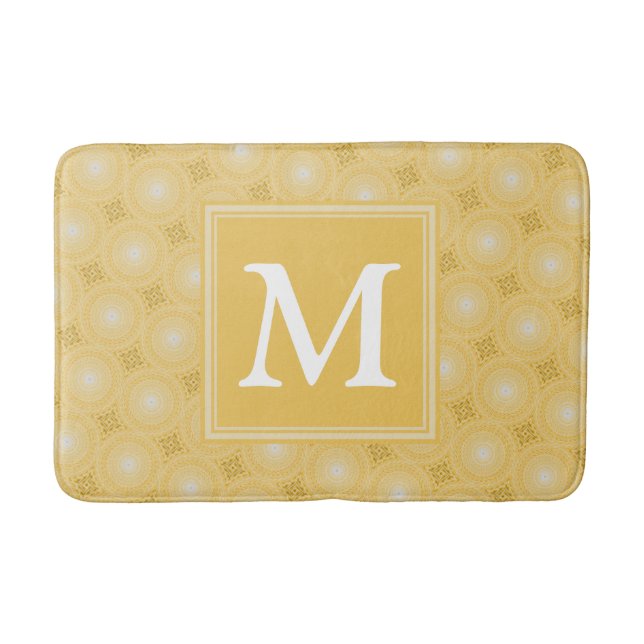 Monogram gult circles mönster badrumsmatta (Framsidan)