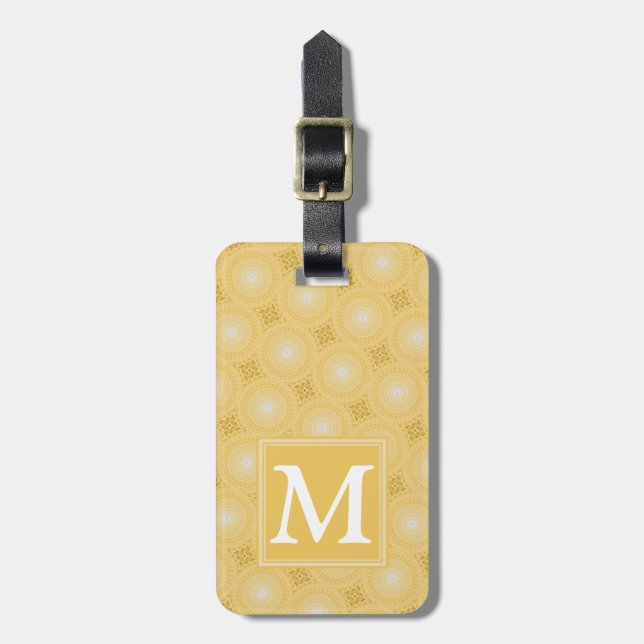 Monogram gult circles mönster bagagebricka (Vertikal Framsida)