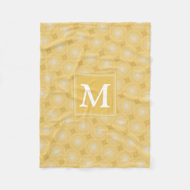 Monogram gult circles mönster fleecefilt (Framsidan)