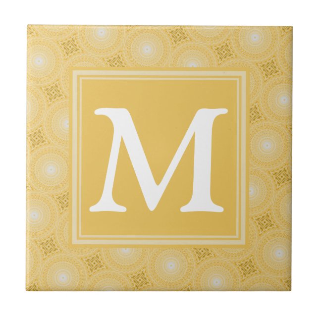Monogram gult circles mönster kakelplatta (Framsidan)