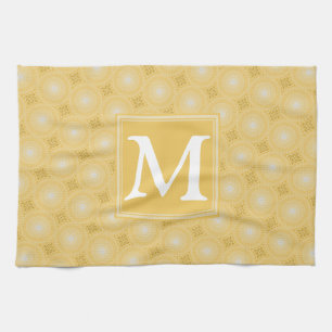 Monogram gult circles mönster kökshandduk