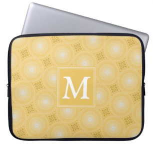 Monogram gult circles mönster laptop fodral