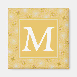 Monogram gult circles mönster magnet