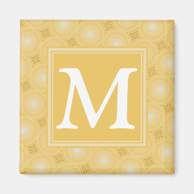 Monogram gult circles mönster magnet (Framsidan)