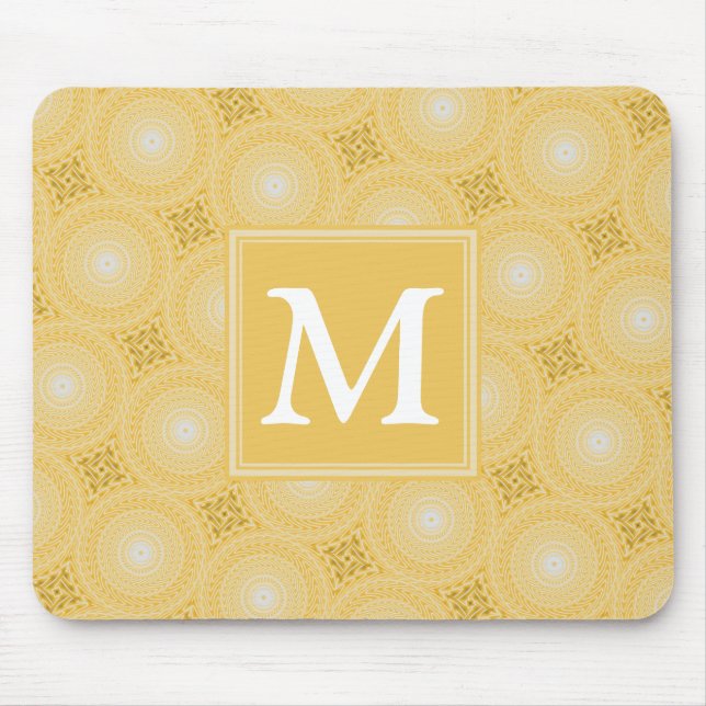 Monogram gult circles mönster musmatta (Framsidan)